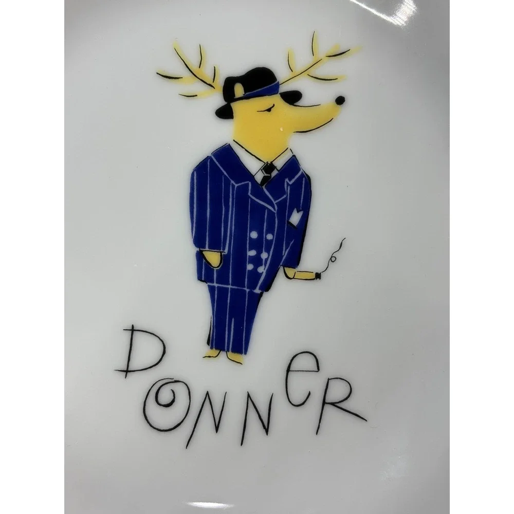 RETIRED Pottery Barn Reindeer Dessert Plates 8.5